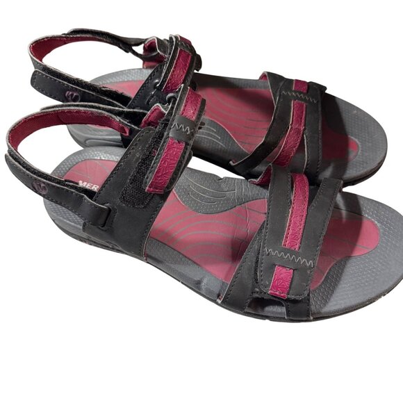 Merrell Women's Sandals Sport Sandals Size 9 Black & Maroon‎ Adjustable Straps - Picture 4 of 8